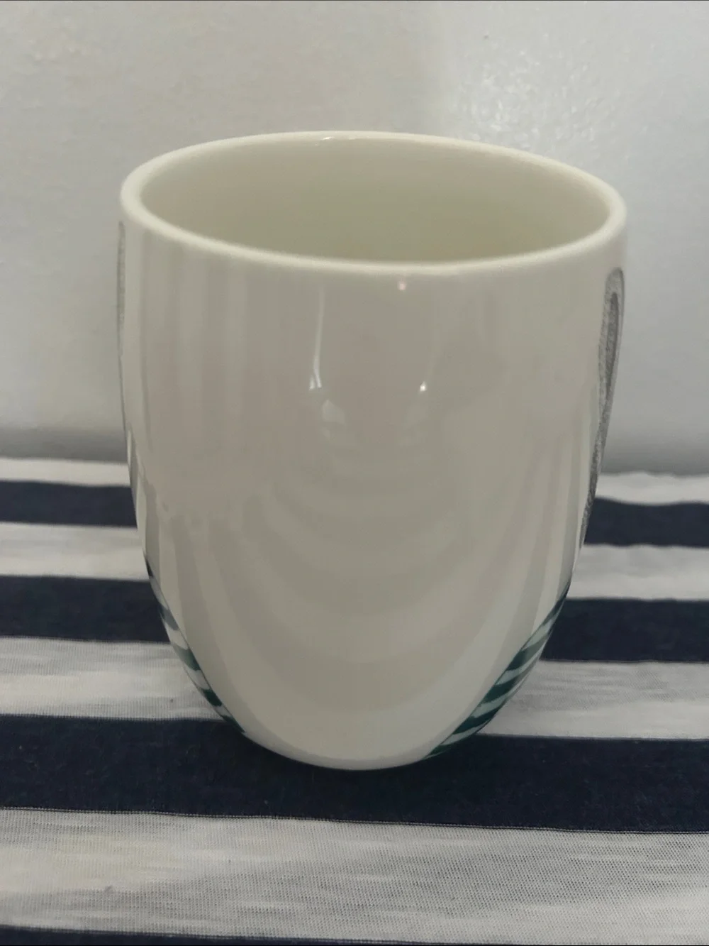 Pier 1 imports Bulldog Green Shirt  Mug , Gold Crackle Handle.
